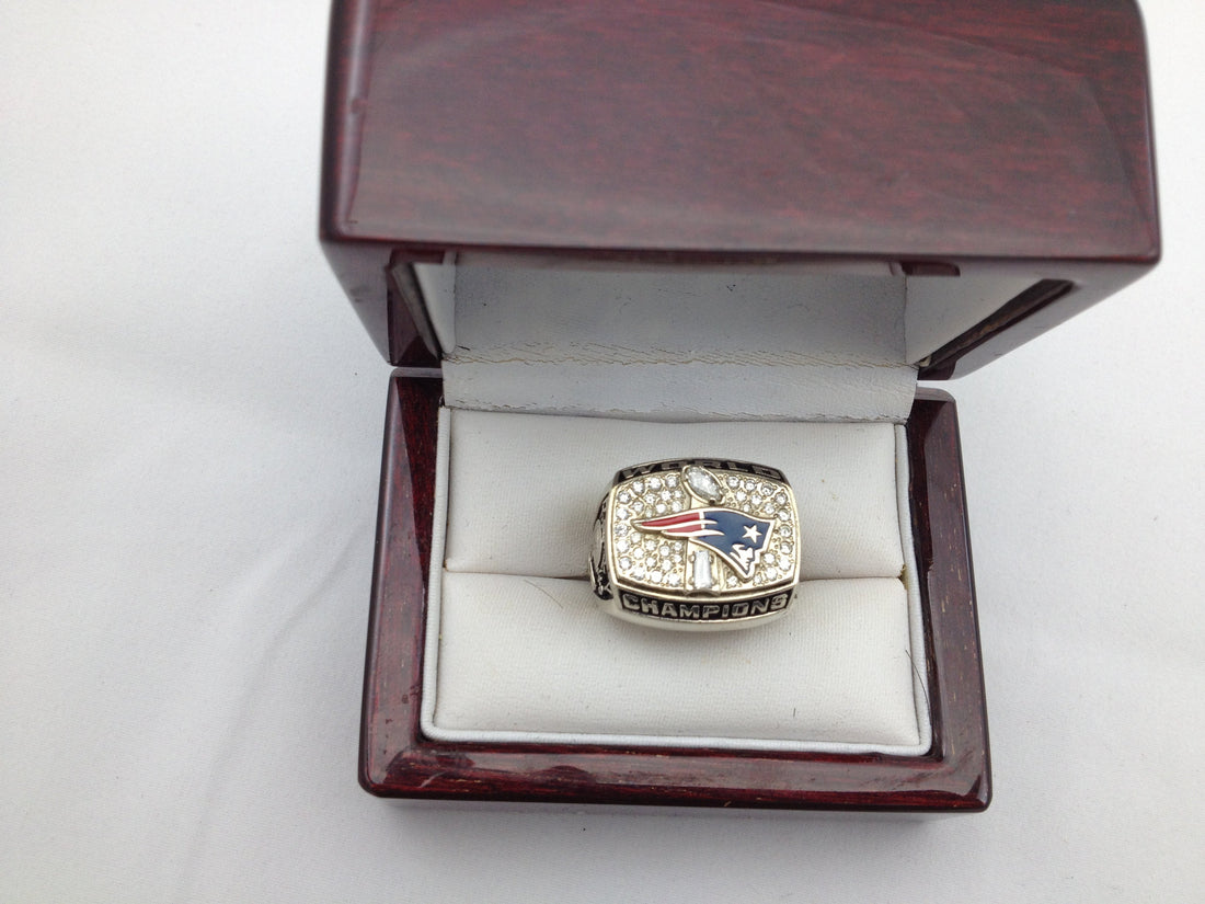 2018:  New England Patriots, rings made in Attleboro, shown at the Winter Night Festival.